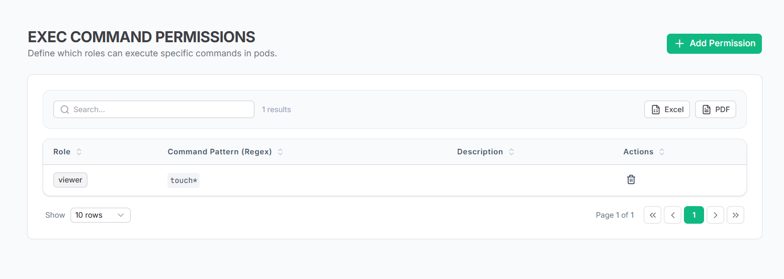 Exec Allow Configuration Interface